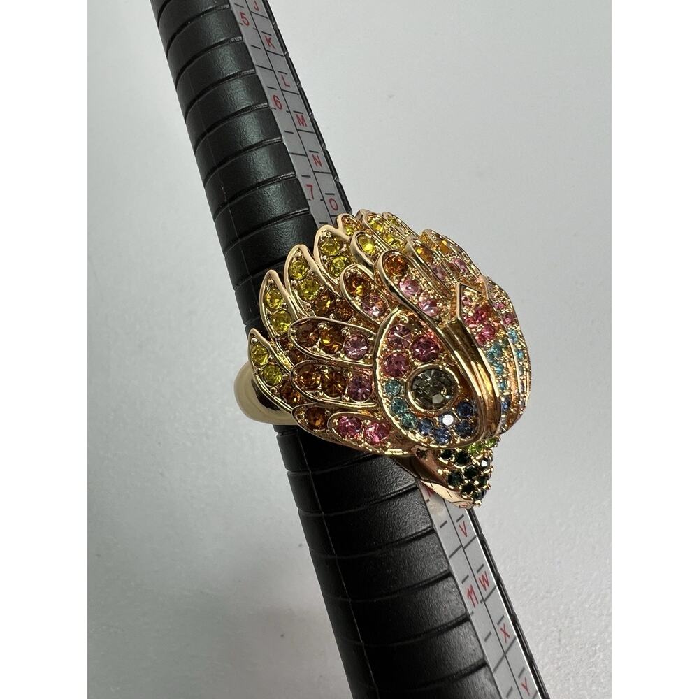 Kurt Geiger Eagle Crystal Brass Ring Multicolor Rainbow Size 9 New - Picture 5 of 13
